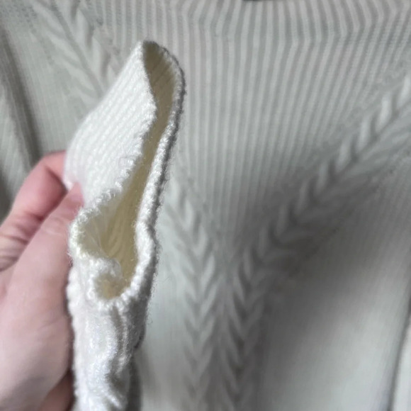 Talbots Sweater Women X Off White Cable Knit nylon Lambs Wool blend comfy cozy - Picture 5 of 7